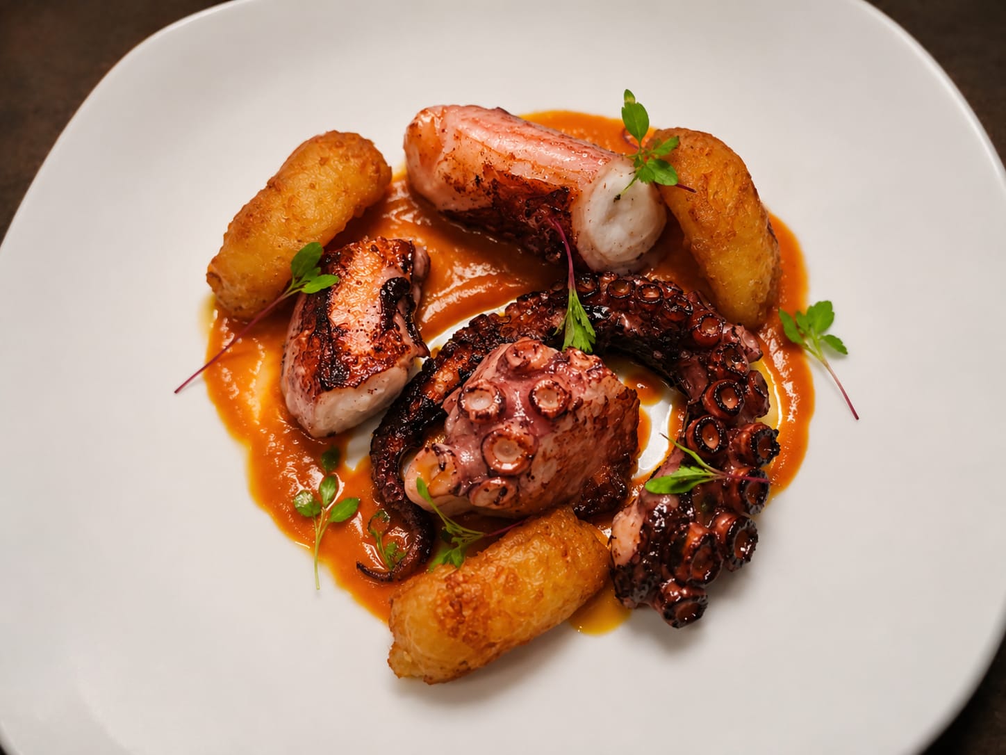 Polpo e crocchette di patate